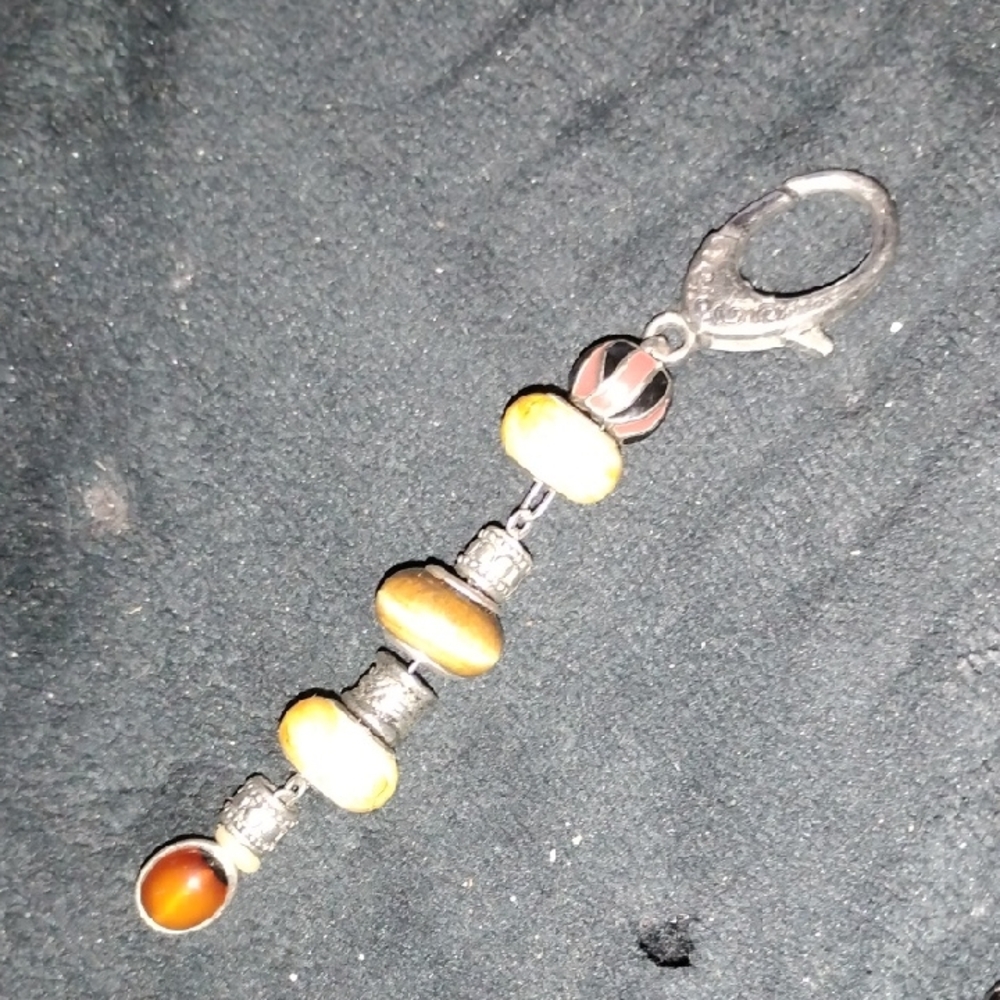 Beaded Keychain with Silver Accents